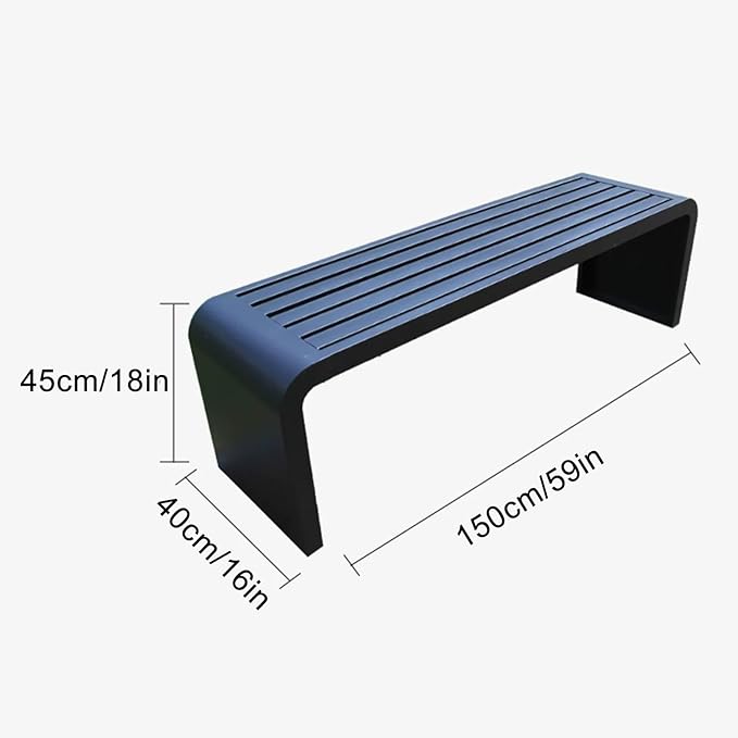 Garden Bench, Outdoor Patio Backless Bench, Metal Garden Benches, All-Weather Park Bench for Garden, Porch, Lounge(Color:Blue,Size:150 * 40 * 45cm/59 * 16 * 18in)