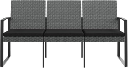 3-Seater Garden Bench Dark Grey and Anthracite with Sturdy Steel Frame and Weather-Resistant Cushions for Patio, Garden, or Balcony Relaxation and Outdoor Seating