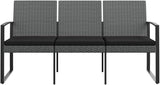 3-Seater Patio Bench with Cushions Dark Gray PP Rattan Outdoor Bench Porch Bench Garden Bench Deck Bench for patios - Photo 3