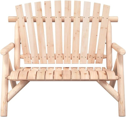 2-Seater Solid Spruce Wood Garden Bench with Rustic Finish for Outdoor Patio and Balcony, Ergonomic Curved Design for Comfortable Seating, Durable Weather-Resistant