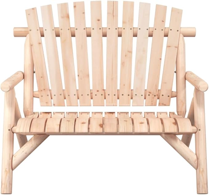 Solid Spruce Wood 2-Seater Garden Bench with Ergonomic Curved Design for Outdoor Patio and Balcony Comfortable Seating - Photo 4