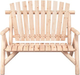 Solid Spruce Wood 2-Seater Garden Bench with Ergonomic Curved Design for Outdoor Patio and Balcony Comfortable Seating - Photo 4