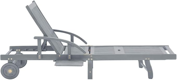vidaXL Acacia Wood Sun Lounger with Wheels - Photo 9