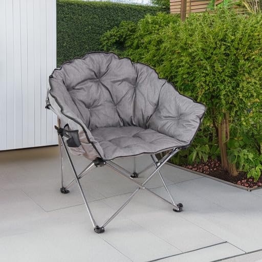 MacSports C932S-129 Padded Cushion Outdoor Folding Lounge Patio Club Chair, Gray - Photo 5