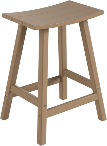 WestinTrends Malibu Malibu 24 Inch Counter High Saddle Stools (Set of 3), Weathered Wood