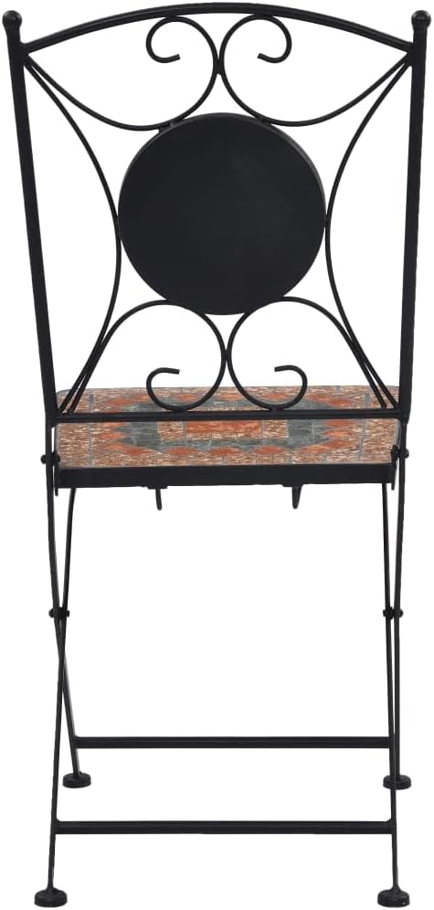 Mosaic Bistro Chairs 2 pcs Orange/Gray Patio Chairs Outdoor Furniture Outdoor Chairs Suitable for Gardens, Pools and Balconies.