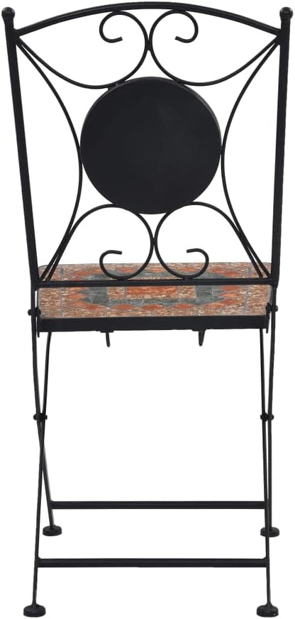 Mosaic Bistro Chairs 2 pcs Orange/Gray Patio Chairs Outdoor Furniture Outdoor Chairs Suitable for Gardens, Pools and Balconies.