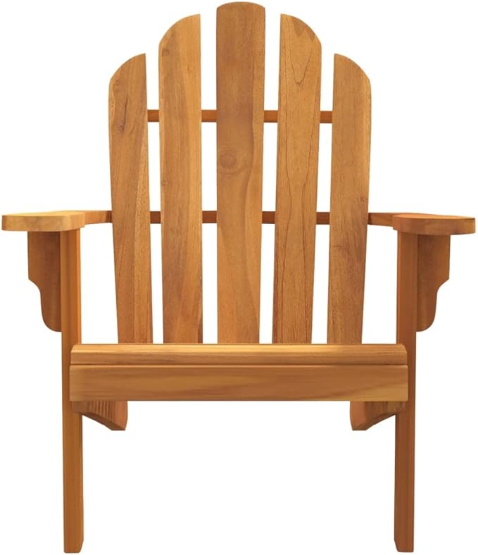 Solid Teak Wood Adirondack Chair for Outdoor Relaxation, Durable Garden Patio Furniture with Wide Arms and Slanted Back - Photo 4