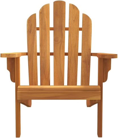 Solid Teak Wood Adirondack Chair for Outdoor Garden Patio and Balcony, Durable Construction with Slanted Back and Wide Arms for Relaxation, Classic Design and Easy Maintenance