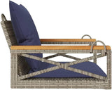 Garden Bench Deck Bench Swing Bench with Cushions Gray 24.8"x24.4"x15.7" Poly Rattan - Photo 5