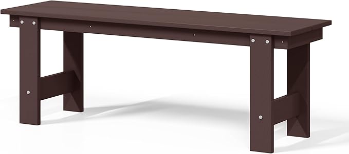 WestinTrends Ashore Outdoor HDPE 48" Modern Backless Patio Bench, Dark Brown