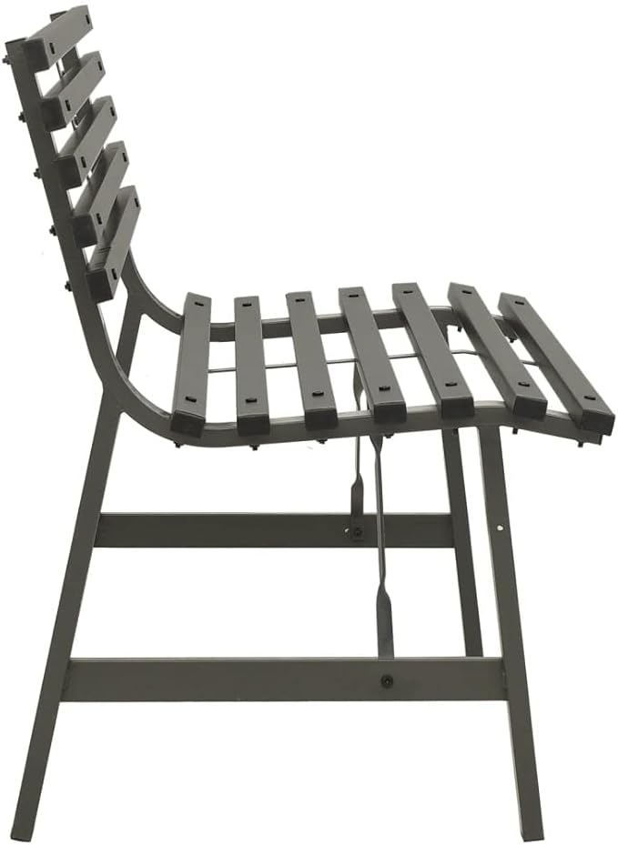 Vintage Black Steel Garden Bench, Powder-Coated Durable Outdoor Seating for Patio and Garden, 43.3 Inch Long 23.2 Inch Deep Comfortable Space for Two Adults, Elegant Classic