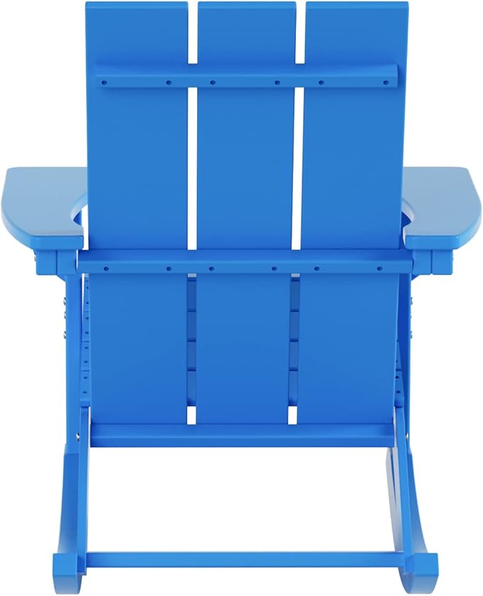 WO WESTIN OUTDOOR HDPE Shoreside Modern Rocking Poly Adirondack Chair (Set of 2),Pacific Blue