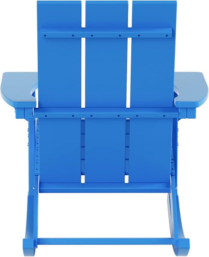 WO WESTIN OUTDOOR HDPE Shoreside Modern Rocking Poly Adirondack Chair (Set of 2),Pacific Blue