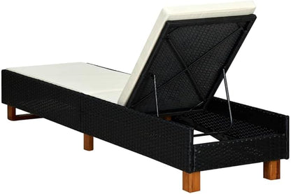 Sunbed Hammock Chair,Lounge Chair,Patio Lounge Chairs,Christopher Knight Outdoor Furniture,Outdoor Chaise Lounge,Outdoor Lounge Chairs Set of 2,with Cushion Poly Rattan Black