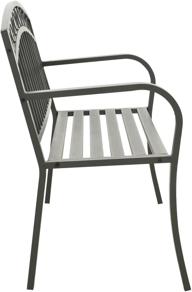Patio Bench Garden Bench Outdoor Bench for Outdoors Porch Entryway Furniture for Yard 49.2" Steel Gray