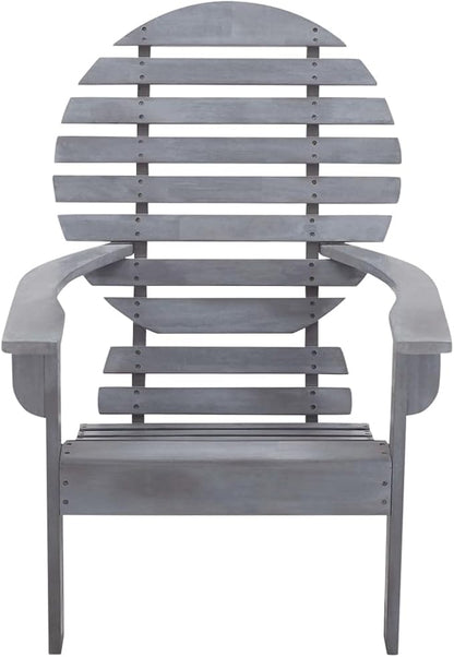 Adirondack Chair, Outdoor Patio Garden Chair in Weathered Gray, Solid Acacia Wood, Ergonomic High Backrest, Lightweight Weather-Resistant Lounge Seat for Deck and Backyard