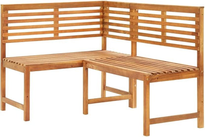 Patio Corner Bench, Vintage Garden Wooden Bench, Bench with Backrest, Garden Furniture Bench for Patio, Garden, Yard, Lawn,55.1" Solid Acacia Wood