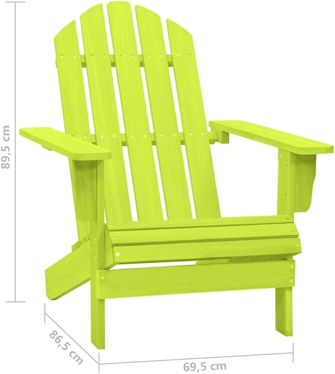 Solid Fir Wood Green Adirondack Chair Outdoor Patio Furniture with Sturdy Frame Comfortable Seating for Garden Backyard - Photo 2
