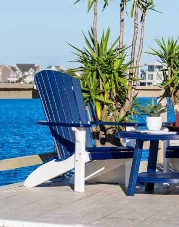 Leisure Lawns Poly Plastic Fanback Adirondack Chair, Outdoor Patio Chair - Amish Made in USA (Patriot Blue on White)