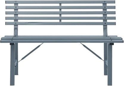 Vintage Garden Bench for Patio Outdoor Seating 43.3"x30.1" Powder-Coated Steel Loveseat Grey for Yard Porch Park Balcony