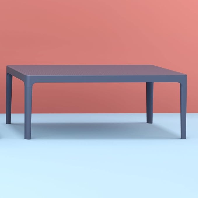CC Home Furnishings 39.5" Dark Gray Patio Solid Rectangular Lounge Coffee Table - Photo 7
