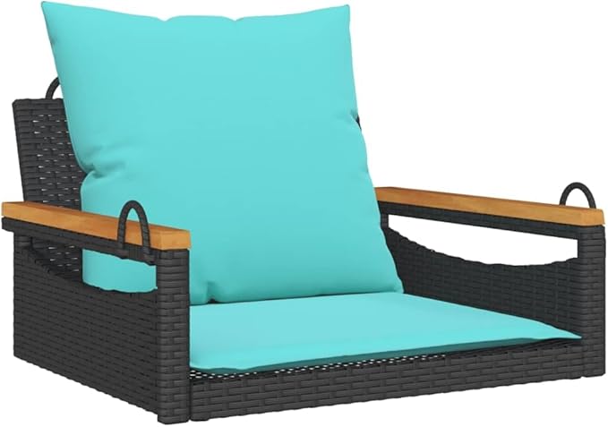Patio Swing Bench Black Outdoor Garden Seating with Plush Cushions Weather Resistant Materials Compact Design for - Photo 3