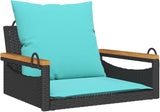 Patio Swing Bench Black with Plush Cushions, 4-Piece Outdoor Furniture Set for Garden, Patio, Balcony - Photo 3