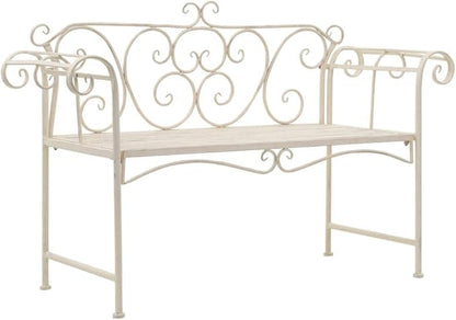Modern Style,Patio Bench,Garden Bench,Park Bench,Outdoor Bench, Front Porch Chair,2 Person Bench,for Garden,Patio,Porch, Poolside,Balcony,Lawn,Park,52" Metal Antique White