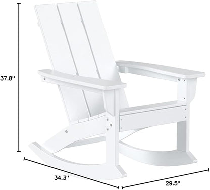 WO WESTIN OUTDOOR HDPE Shoreside Modern Rocking Poly Adirondack Chair,White