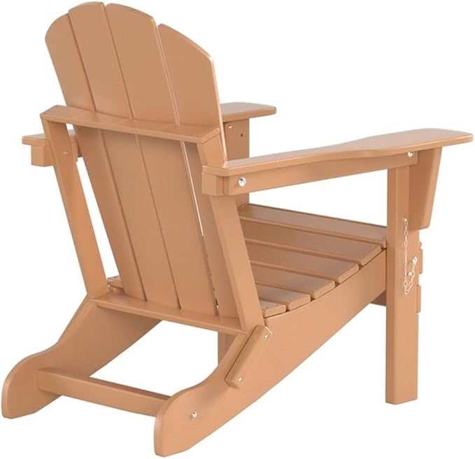 Costaelm Outdoor Folding Chair, Outdoor Seating Folding Firepit Chairs, All Weather Poly Adirondack Chair for Deck Backyard Garden Lawn Pool Patio, Teak