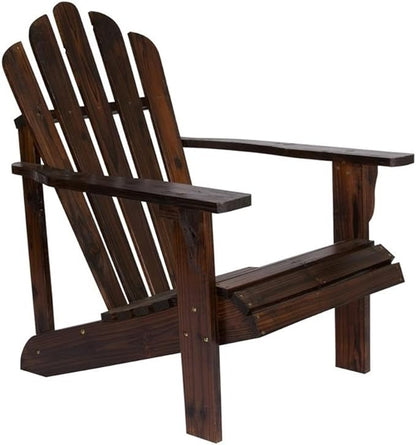 Pemberly Row Cedar Wood Adirondack Chair, Brown Finish, 36" H x 35" W x 26.25" D, Ergonomic Design, Moisture-Resistant, Durable Patio Porch Chair for Outdoor or Garden Relaxation