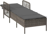 Gray Outdoor Chaise Lounge 61.8"x21.7"x36.2" Poly Rattan 242.5 lbs Capacity Adjustable Patio Pool Chair - Photo 3
