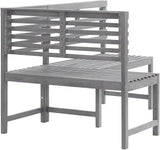 vidaXL Patio Corner Bench, Outdoor Wooden Bench for Garden Park Potting Picnic, Solid Acacia Wood, Easy Assembly - Photo 9