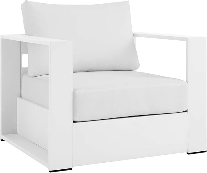 Modway Tahoe Aluminum Outdoor Patio Armchair in White White