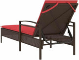 Modern Sun Lounger 1-Person Brown Poly Rattan Adjustable Reclining Outdoor Chaise Lounge with Weather-Resistant Cushion - Photo 7
