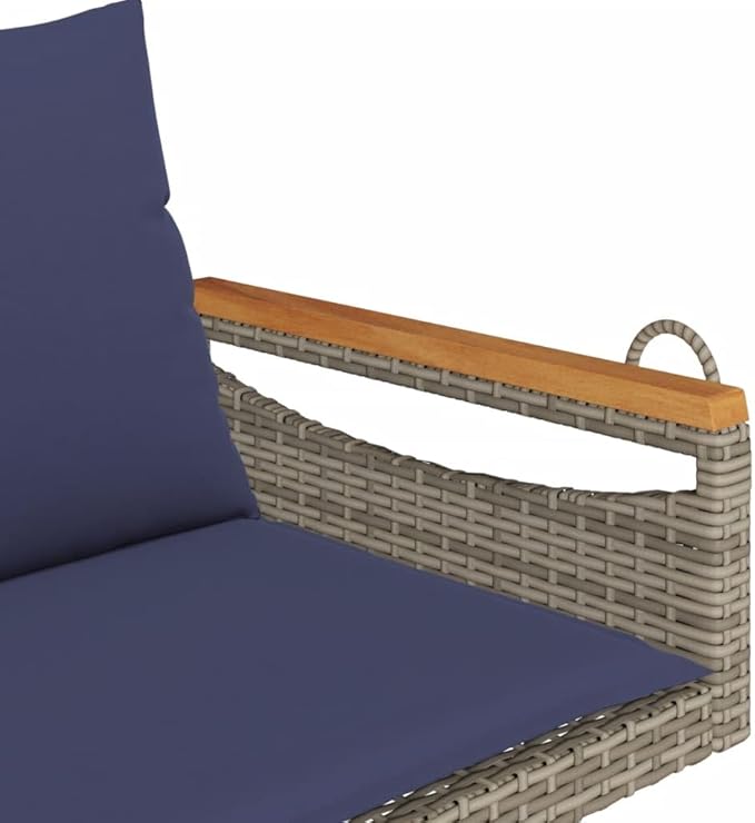 Garden Bench Deck Bench Swing Bench with Cushions Gray 42.9"x24.4"x15.7" Poly Rattan - Photo 7