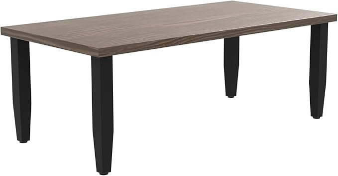 Modern Outdoor Coffee Table for Patio with Wood Grain Top, Stylish Patio Rectangle Table for Deck, Porch, Deck - Photo 7
