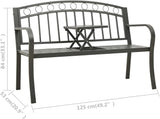 Patio Bench with a Table Garden Bench Outdoor Bench for Outdoors Porch Entryway Furniture for Yard 49.2" Steel Gray - Photo 2