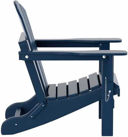 Costaelm Outdoor Folding Chair, Outdoor Seating Folding Firepit Chairs, All Weather Poly Adirondack Chair for Deck Backyard Garden Lawn Pool Patio, Navy Blue