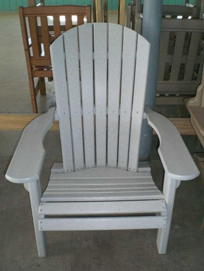 Leisure Lawns Poly Plastic Fanback Adirondack Chair, Outdoor Patio Chair - Amish Made in USA (Gray)