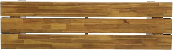 Outdoor Bench 57" Acacia Wood Garden Bench with Rustic Slat Design & Block Legs, Weather Resistant Patio Seating for Garden, Deck & Backyard, Easy Assembly Entryway Bench
