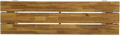 Outdoor Bench 57" Acacia Wood Garden Bench with Rustic Slat Design & Block Legs, Weather Resistant Patio Seating for Garden, Deck & Backyard, Easy Assembly Entryway Bench