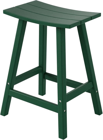 WestinTrends Malibu 24 Inch Outdoor Bar Stools, All Weather Resistant Poly Lumber Adirondack Counter Height Stools, Dark Green