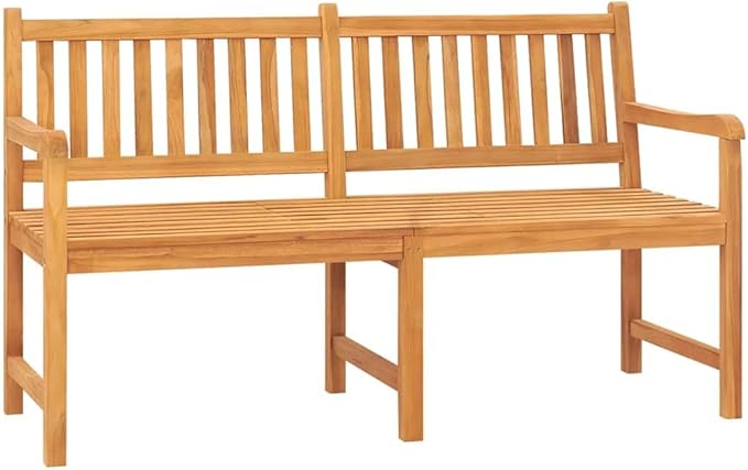 Solid Teak Wood 3-Seater Garden Bench with Convertible Table, Rustic Outdoor Furniture for Patio and Garden, Durable Teak Bench with Comfortable Seating and Easy Maintenance