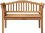 Solid Teak Wood Garden Bench with Carved Armrests, 47.24 x 21.06 x 33.46 Inch Brown Outdoor Bench for Terrace - Photo 5