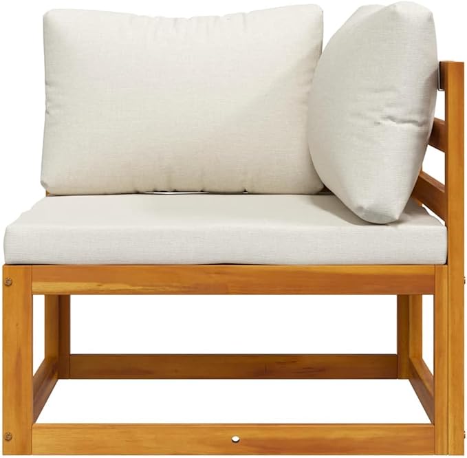 vidaXL Outdoor Solid Acacia Wood Sectional Corner Sofa with Cream White Cushions, Customizable Configurations - Photo 7