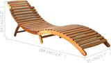 Solid Acacia Wood Sun Lounger Chair, Foldable Outdoor Patio Furniture for Garden Balcony - Photo 2