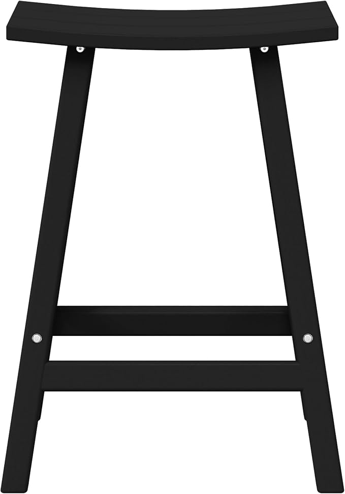 WestinTrends Malibu 24 Inch Outdoor Black Bar Stools, All Weather Resistant Poly Lumber Adirondack Counter Height Stools