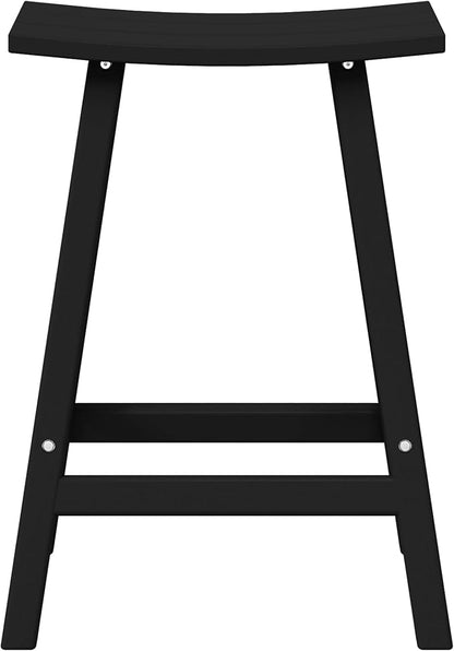 WestinTrends Malibu 24 Inch Outdoor Black Bar Stools, All Weather Resistant Poly Lumber Adirondack Counter Height Stools